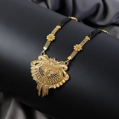 Elegant Traditional Mangalsutra Set with Grand Pendant & Matching Earrings
