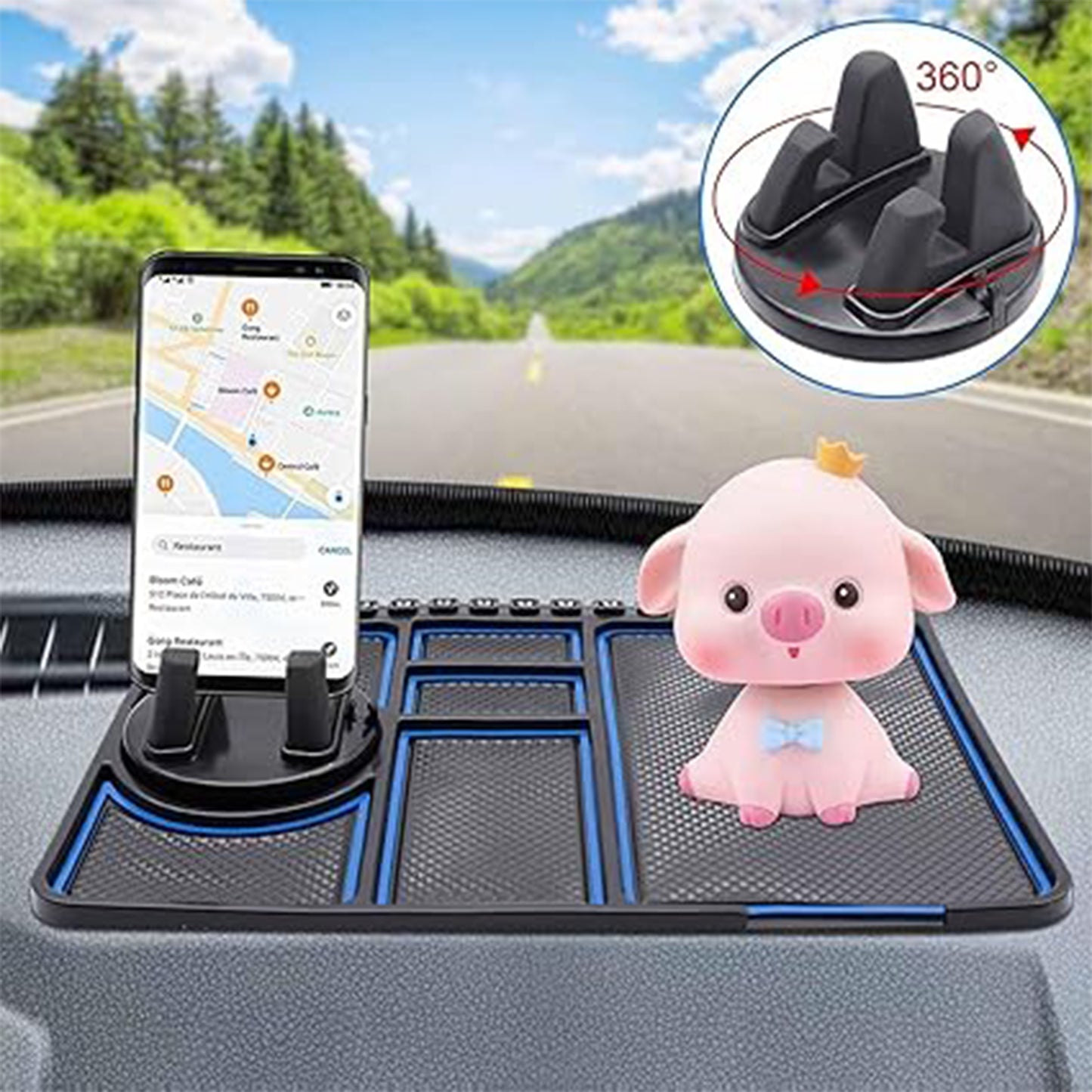 Car Dashboard Mat & Mobile Phone Holder Mount