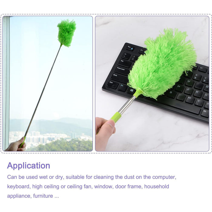 Adjustable Long Handle, Microfiber Duster for Cleaning, Microfiber Hand Duster Washable Microfiber Cleaning Tool Extendable Dusters for Cleaning Office, Car, Computer, Air Condition, Washable Duster