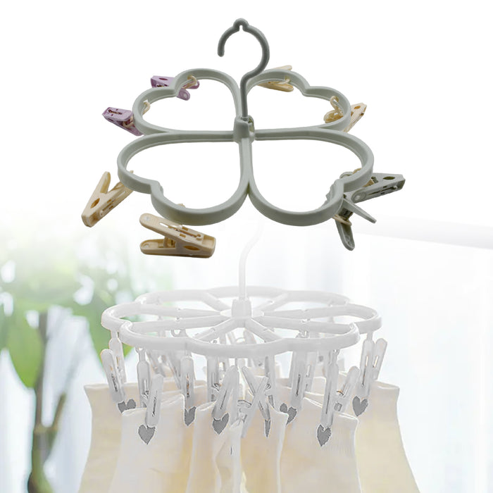 Heart Shape Clothe spin Rack Laundry Drying Rack, Clothes Hangers with 8 Clips, Clip Hanger Drip Hanger for Drying Underwear, Baby Clothes, Socks, Bras, Towel, Cloth Diapers, Gloves