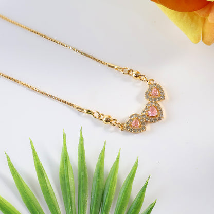 Romantic Triple Heart Gold-Plated Pendant Necklace for Women