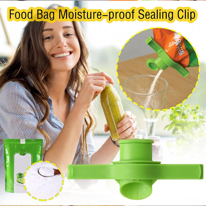 17868 Food Storage Sealing Clip Solid Color Seal Pour Bag Clip Snack Bag Clip Food Bag Sealing Clip Sealing Clamp with Cap Kitchen Chip Bag Clips (1 Pc)
