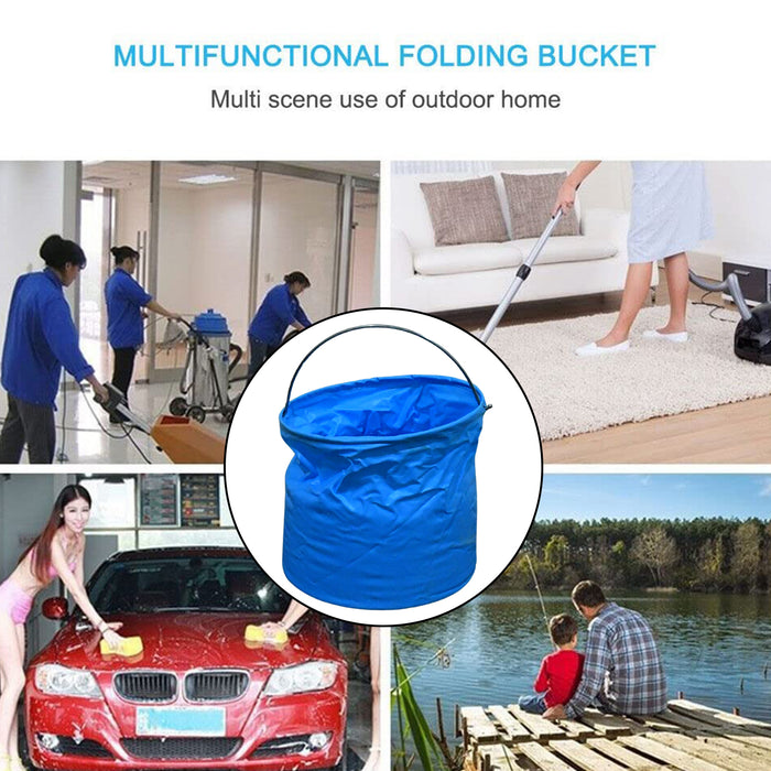 Folding Bucket, Portable, Round Bucket, Simple Bucket, With Handle, Multi-functional, For Outdoor Use, Fishing, Car Washing, Cleaning, Disaster Prevention, Portable, Lightweight, Durable (1 pc / Mix Color)