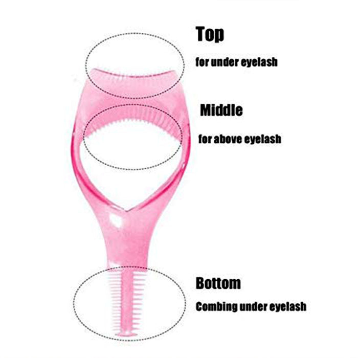 3 in 1 Plastic Makeup Cosmetic Eyelash Tool Lash Mascara Applicator Eyelashes Guide Eyelashes Brush Curler Comb Eye Makeup Tool Female Supply (1 Pc)
