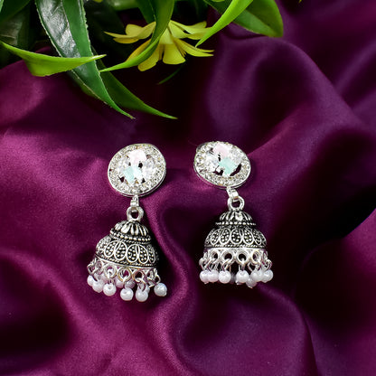 Silver Plated Contemporary Jhumkas Earrings