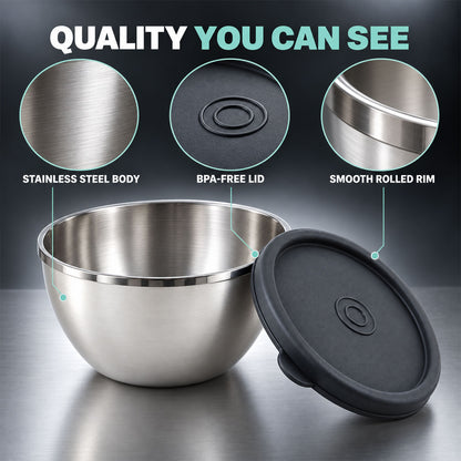 Apex Stainless Steel Food Container 400 ML with Lid, Round Storage Bowl (1 Pc)