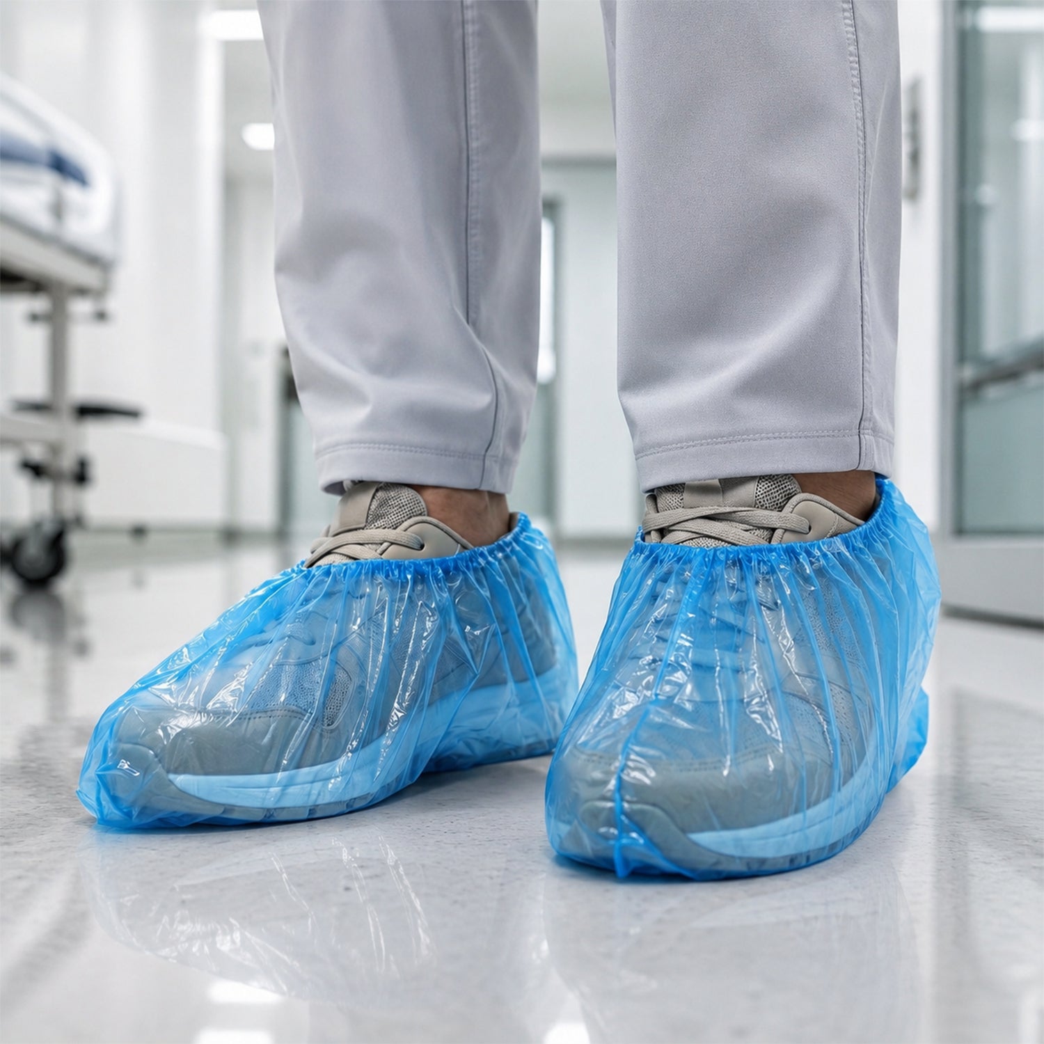 Blue PE Disposable Shoe Covers