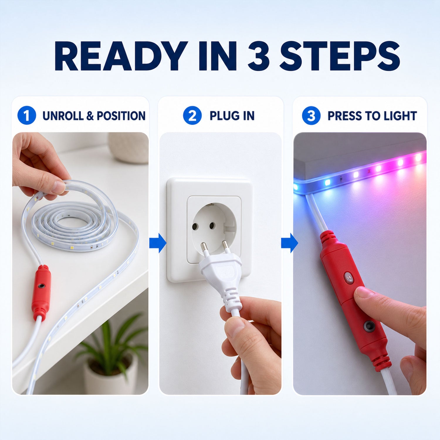 LED Rope Light 10 Metre with Plug and Switch Multicolour Strip (1 Pc)
