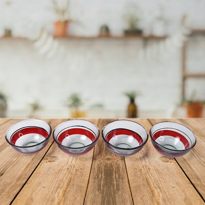 Healthy Choice Set Of 4pc Ceramic Cup And 4pc Glass Bowl With Plastic Plate (9 Pcs Set)