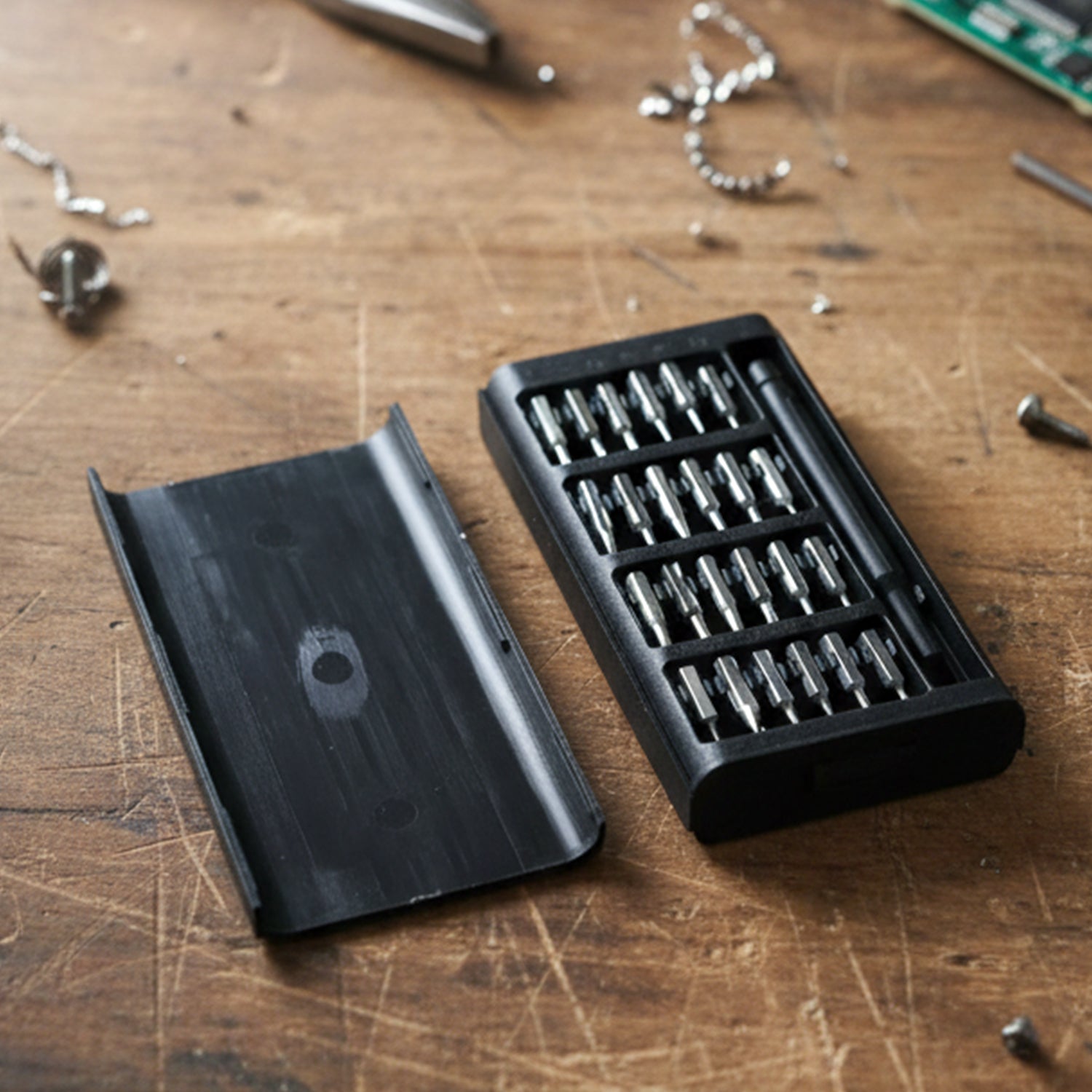 Set of precision screwdrivers and bits for watch and eyeglass repair