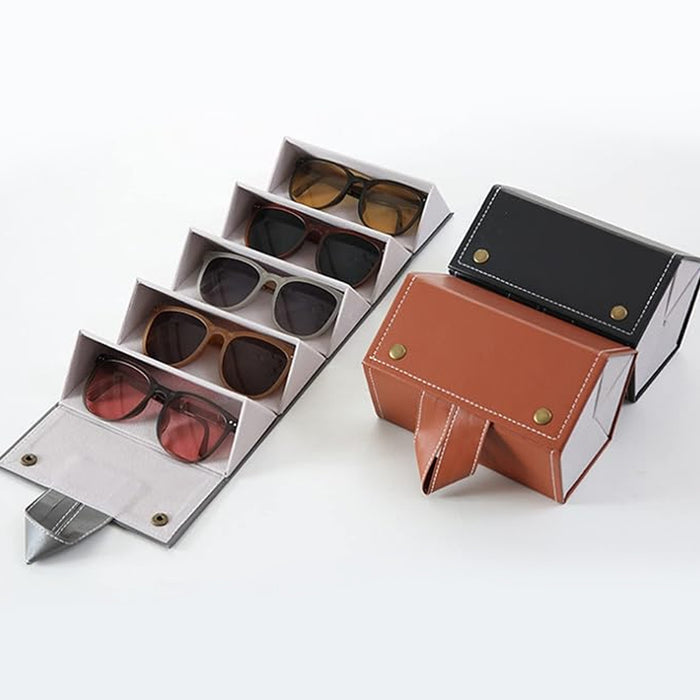 17753 5 Slots Sunglasses Organizer Box, Glass Holder Box, spectacle case of sunglasses, Specs case, Foldable Travel Glasses Case Storage (1 Pc)
