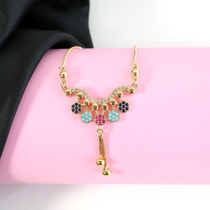Gold-Plated Multicolor Pendant Necklace for Women