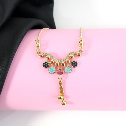 Gold-Plated Multicolor Pendant Necklace for Women