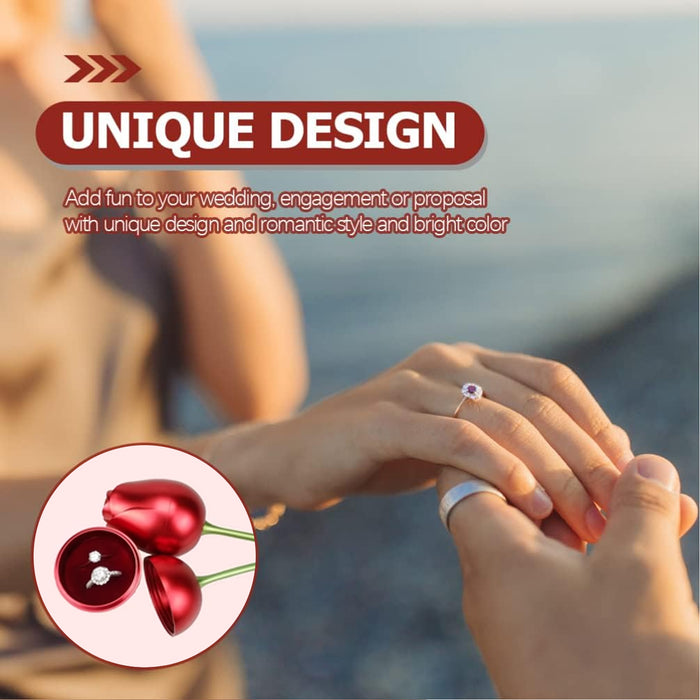 Plastic Red Rose Couple Rings Box-Fancy Rings Box (No Rings Included / 1 pc)