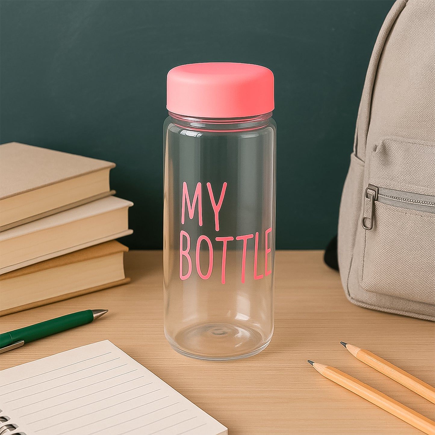 350 ml Approx Transparent Plastic Water Bottle with Leakproof Lid (1 Pc)