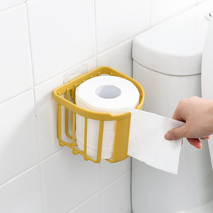 Toilet Paper Holder Bathroom, Tissue Roll Wall Mounted Plastic Bathroom Toilet Paper Roll Holder, Tissue Holder with Storage and Dispenser for Bathroom, Kitchen, Washroom | 14 x 13.5 x 11 Cm