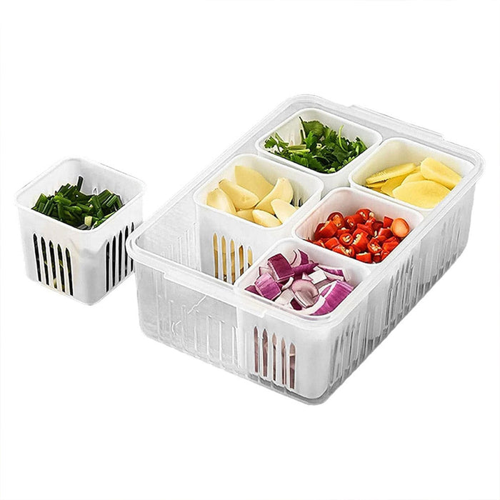 Fridge Storage Boxes Freezer Storage Containers, Container for Kitchen Storage Set, Storage in Kitchen, Vegetable Storage, Draining Crisper Refrigerator Food Box (1 Pc)