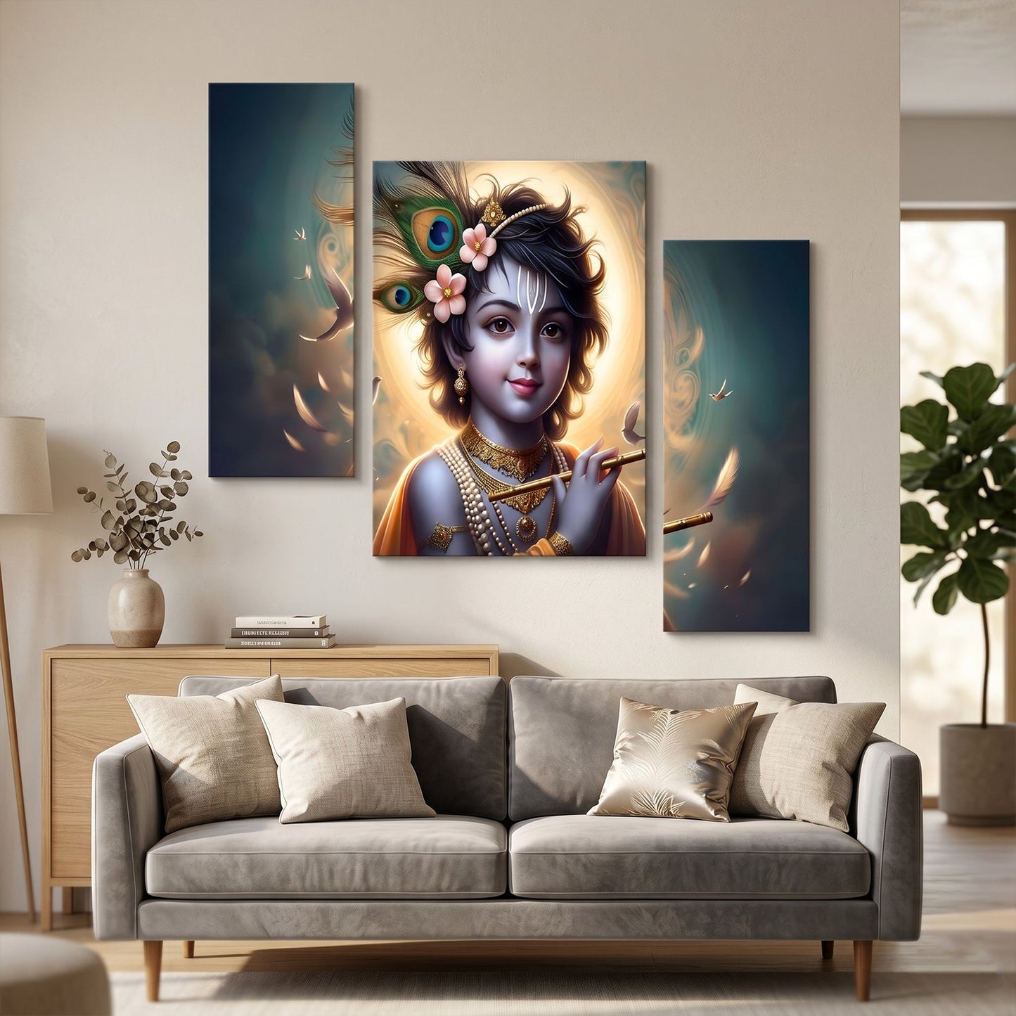 Spiritual Krishna flute wall decor