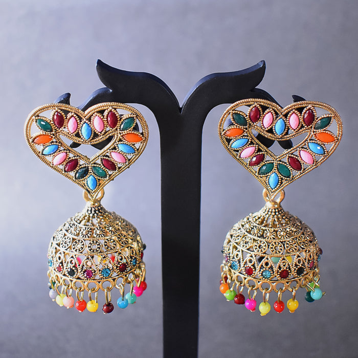 Heart-Shaped Jumka Earrings