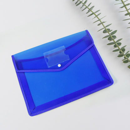 Transparent Document File Folder Set Of 5– Multi-Color Button Closure File Bags
