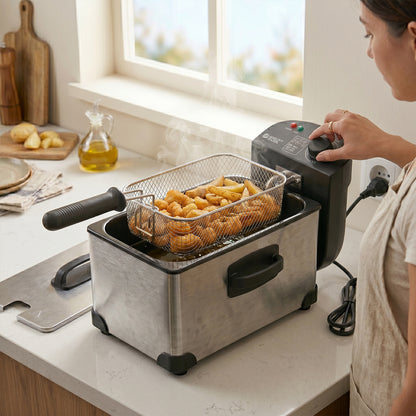 Detachable frying basket with heat-resistant handle