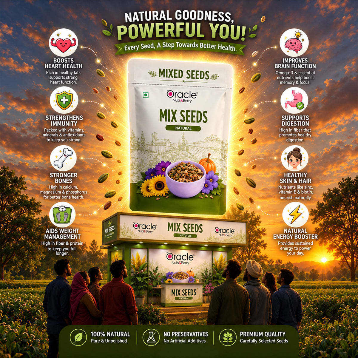 Mix Seeds Premium Natural Blend of Edible Seeds for Daily Health Nutrition (250g)