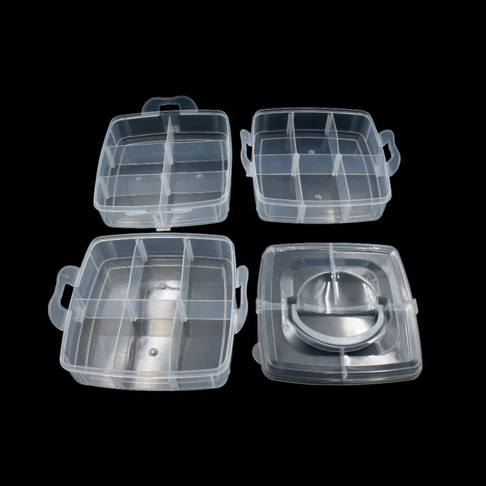 Versatile 18-Grid 3-Layer Transparent Plastic Organizer Box with Adjustable Dividers for Jewelry & Fishing Hooks