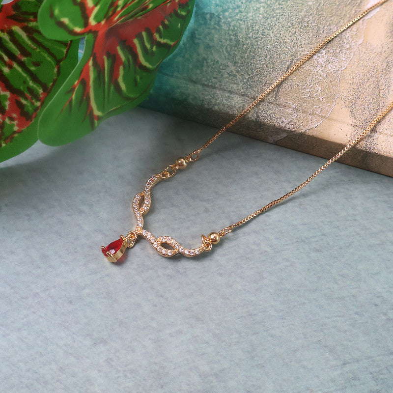Ruby Drop Crystal Pendant Necklace for Women