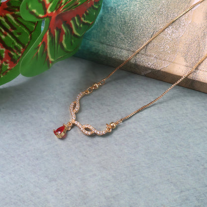 Ruby Drop Crystal Pendant Necklace for Women