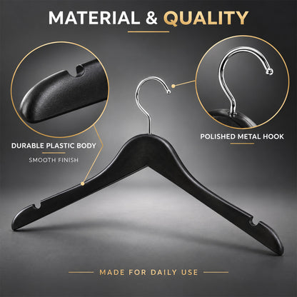 Black Clothes Hangers with Swivel Hook for Shirts and Blazers (2 Pc)