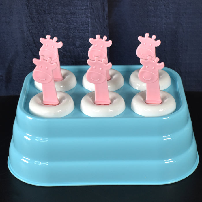 6 Cavity Popsicle Molds Plastic Giraffe shape Ice Moulds (1 Pc)