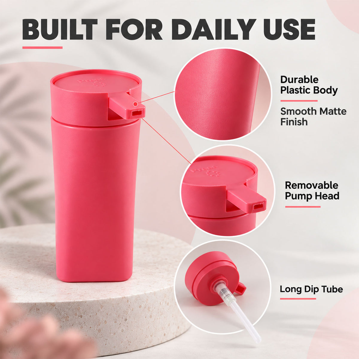 Liquid Soap Dispenser Bottle with Press Pump, Refillable Hand Wash Bottle (1 Pc)