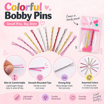 Metallic Colour Bobby Pins Set with Mixed Shades for Girls (10 Pc)