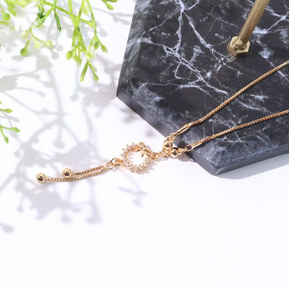 Delicate Gold-Plated Bow and Wreath Pendant Necklace for Women