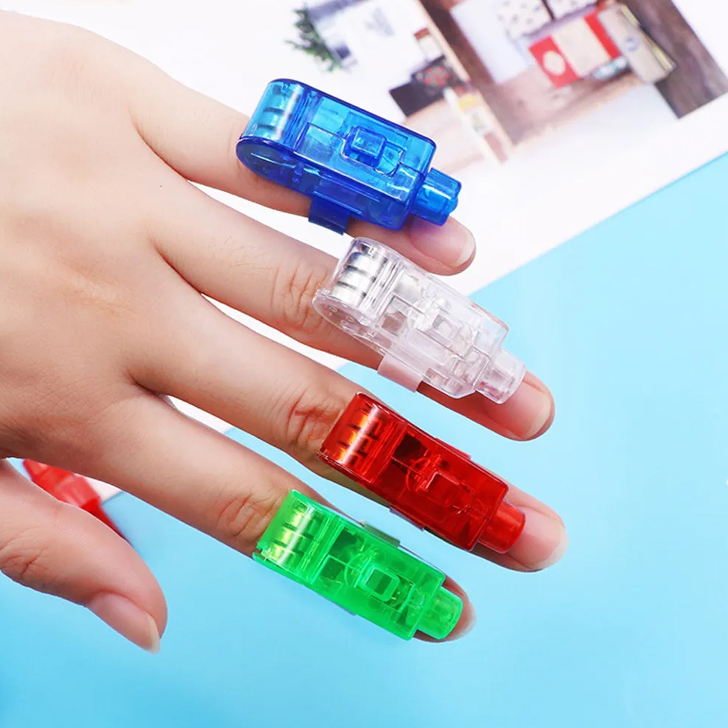 Light up Finger Tips, Clear Mini Rings, LED Glow Ring with Elastic Ban