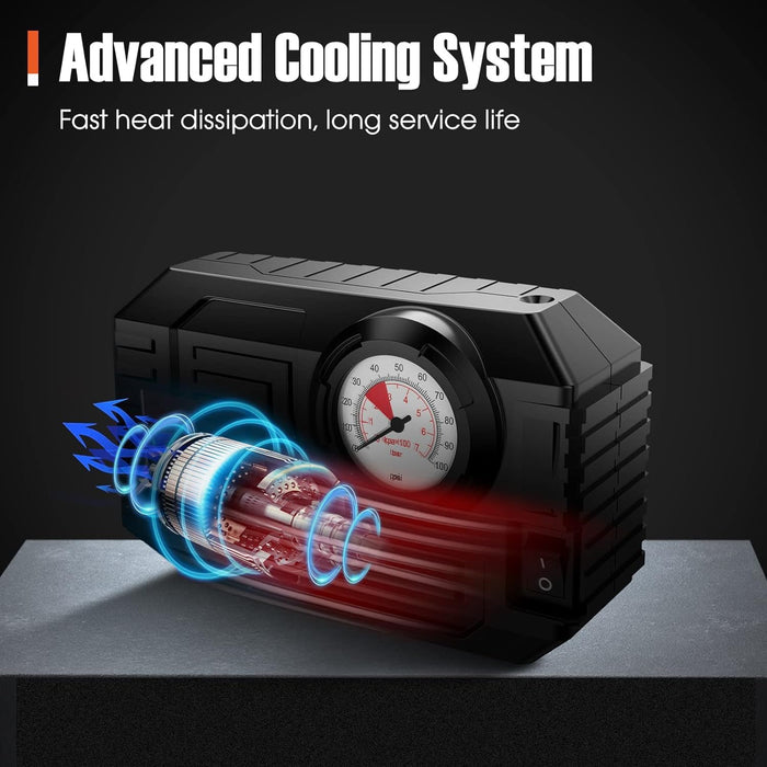 7586 Tire Inflator Portable Air Compressor 12V Small Air Pump for Car Tires Bicycle Balloons, Cars, Bike, Bicycles and Other Inflatables with LED Light (12V)