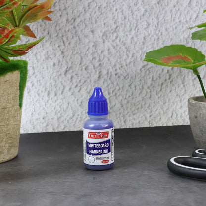 OfficeMate Whiteboard Marker Ink Blue – 15 ml Refill Bottle for Smooth & Clear Writing