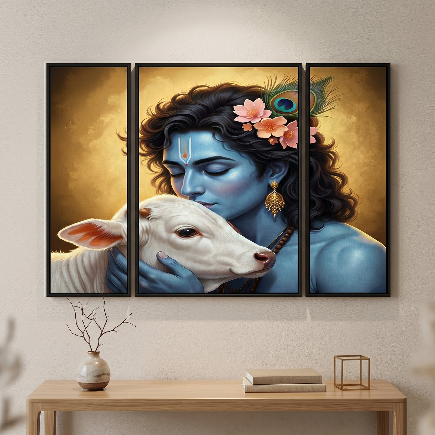 Spiritual Krishna cow art decor