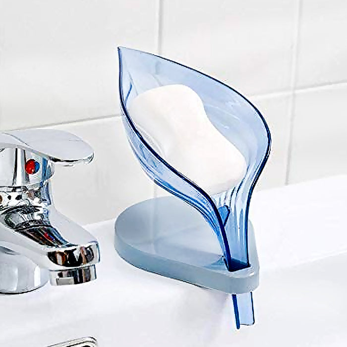 Plastic Leaf Shape Soap Box Self Draining Bathroom Soap Holder, Decorative Drainage Plastic Soap Dish with Draining Tray (Mix Color / 1 Pc)
