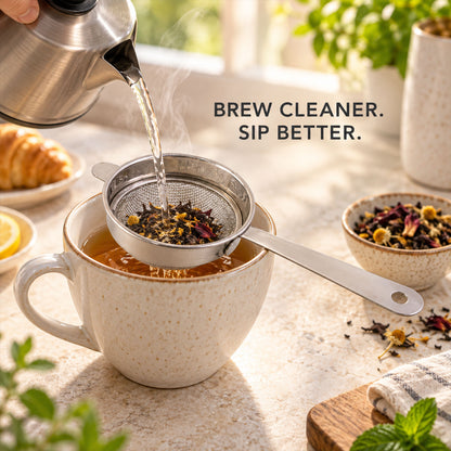 Apex Stainless Steel Tea Strainer No 3 with Long Handle, Fine Mesh Chalni (1 Pc)