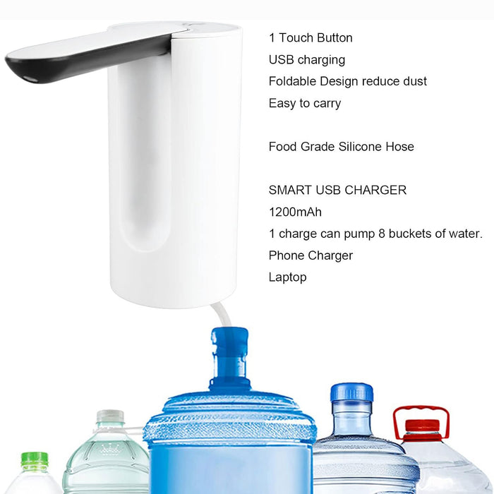 17825 Foldable Water Dispenser, Portable Water Bottle Pump USB Charging Electric Automatic Drinking Pump, Portable Drinking Dispenser Pump for Home Kitchen Living Room Office Camping