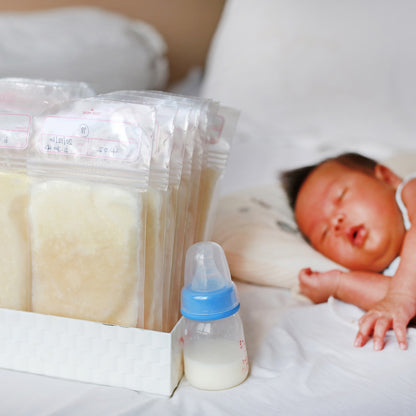 Multiple FERVENT Breastmilk Storage Bags neatly arranged for display.