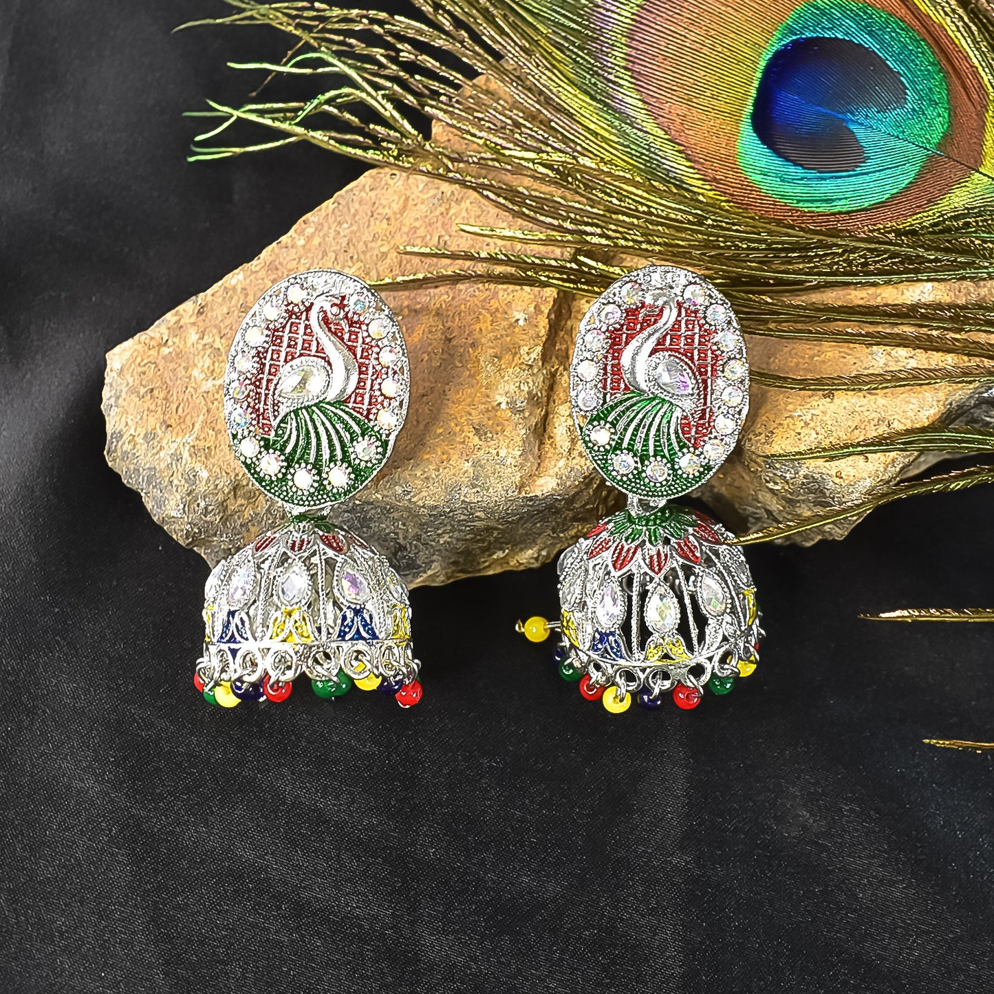 Elegant New Peacock Design Jumka Earrings with Intricate Detailing