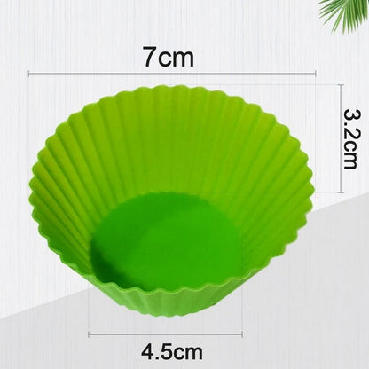 Cupcake-shaped silicone baking molds, versatile use