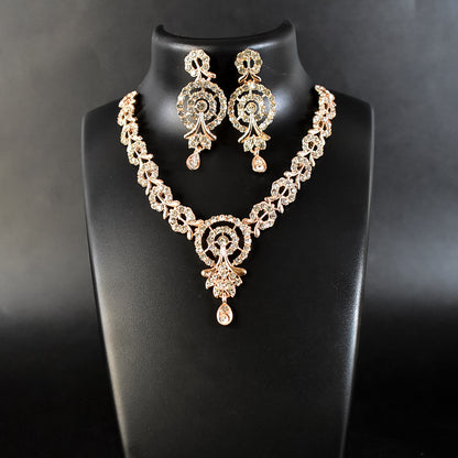 White Diamond Necklace with Earring Set