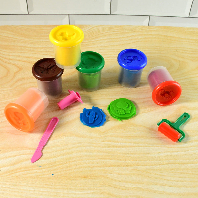 Khyati Frisky Dough Set – 6 Bright Colours with Roller & Cutter Tools