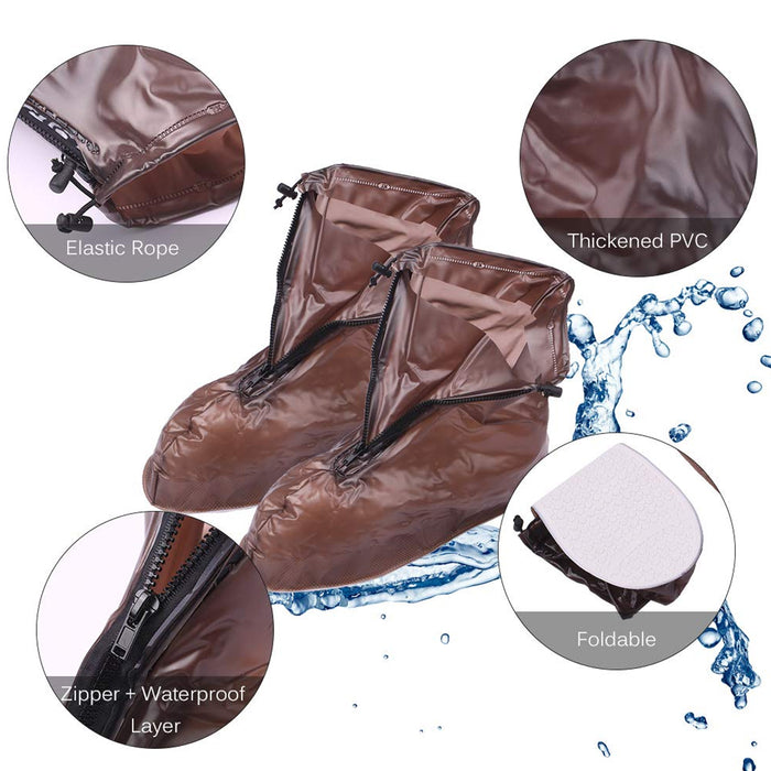 Plastic Shoes Cover Reusable Anti-Slip Boots Zippered Overshoes Covers Transparent Waterproof Snow Rain Boots for Kids / Adult Shoes, for Rainy Season (1 Pair)