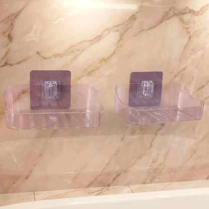 Wall-Mounted Transparent Soap Dish Holder Set
