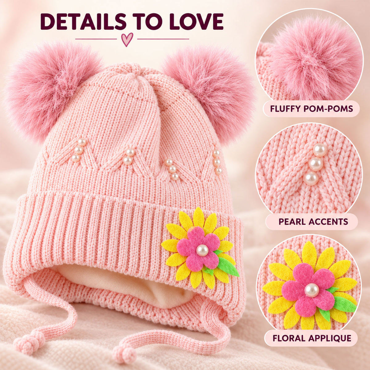 Floral Detail Kids Cap