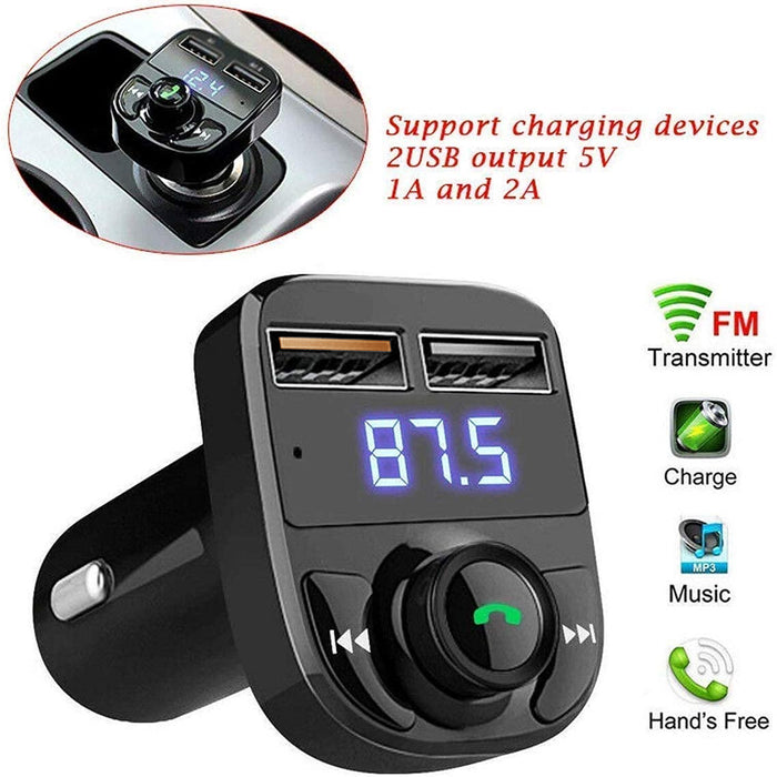 8533 CAR-X8 Bluetooth FM Transmitter Kit for Hands-Free Call Receiver / Music Player / Call Receiver / Fast Mobile Charger Ports for All Smartphones with 3.1A Quick Charge Dual USB Car Charger